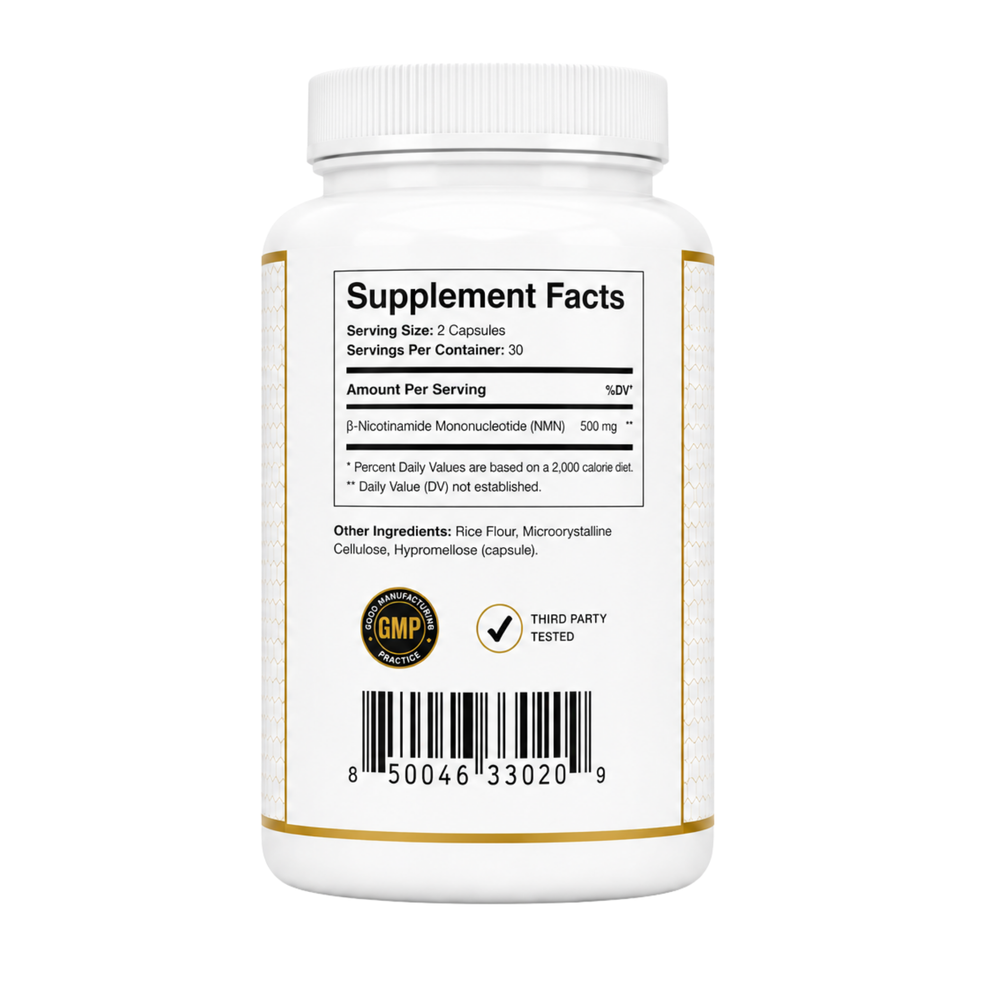 BIG DRIVE™ Premium NMN Complex supplement facts panel
