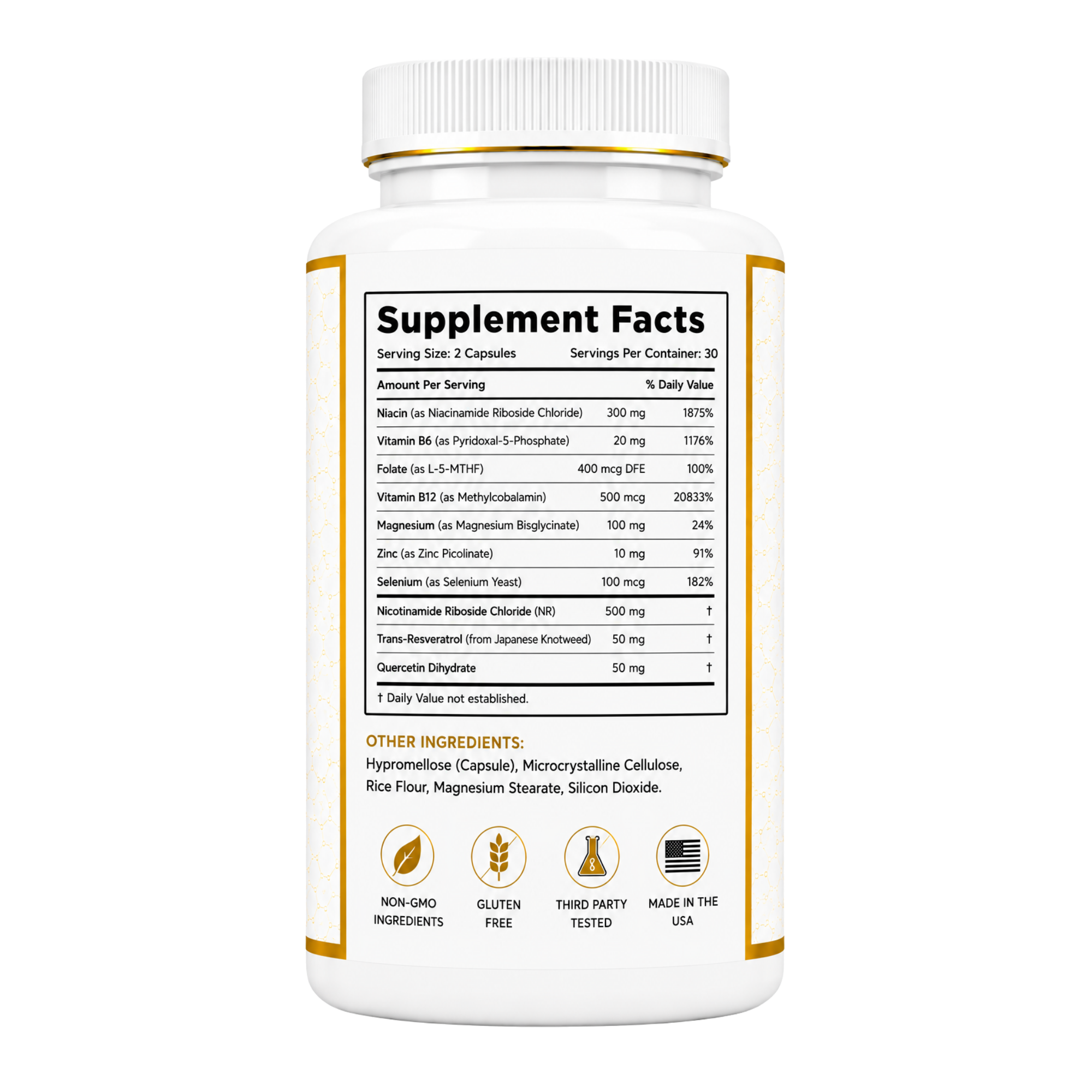 THE DRIVE™ NAD+ Cellular Matrix supplement facts panel